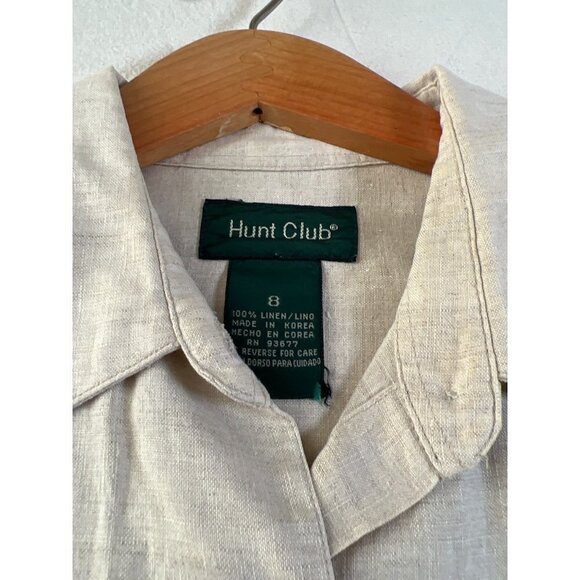 Vintage Hunt Club Womens Size 8 100% Natural Linen Classic Shirt MOP Buttons L/S - Picture 2 of 12